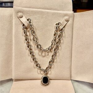 David Yurman Madison Chain Necklace with Black Pendant with Pave Diamonds